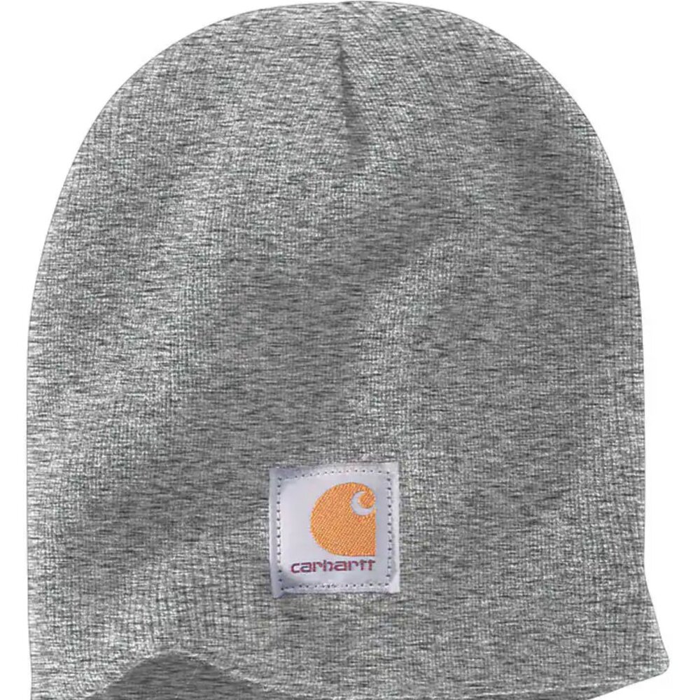 Carhartt Light Grey Knit Beanie Tossel Cap Logo
